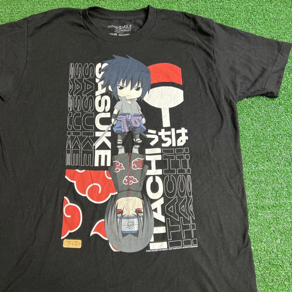 Naruto Sasuke & Itachi‎ Black Short Sleeve T-Shirt Mens Size Large